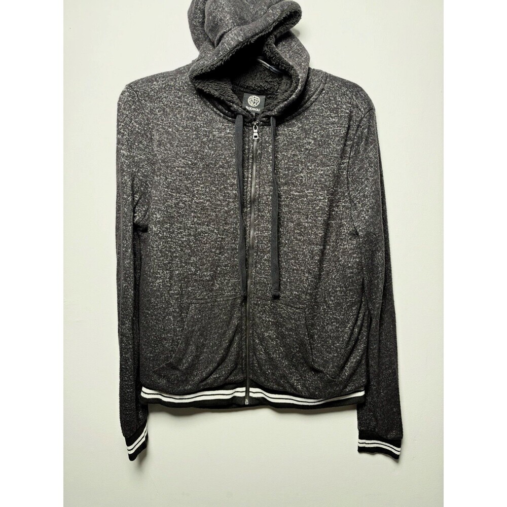 Bobeau Black Full Zip Faux Shearling Lined Hoodie w/ Pockets Women’s Size S